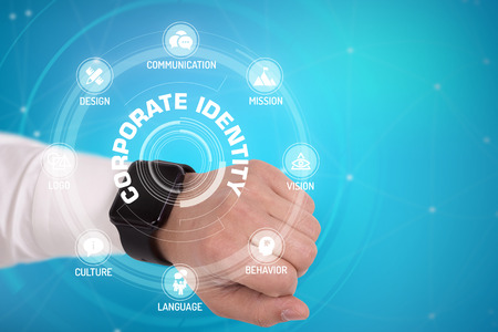 CORPORATE IDENTITY CONCEPT with Icons and Keywordsの写真素材