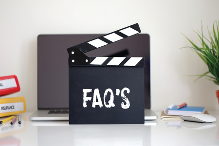 Cinema Clapper with Faq's wordの写真素材
