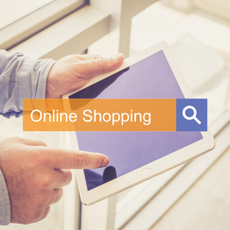 SEARCH TECHNOLOGY COMMUNICATION  Online Shopping TABLET FINDING CONCEPTの写真素材