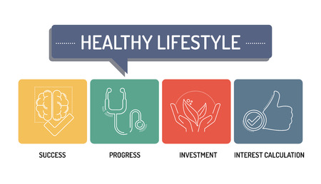 HEALTHY LIFESTYLE - LINE ICONS CONCEPTのイラスト素材