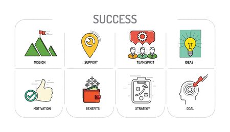SUCCESS - Line icons Conceptのイラスト素材