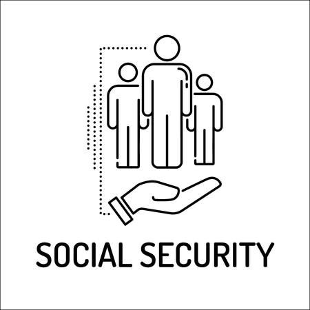 SOCIAL SECURITY Line iconのイラスト素材