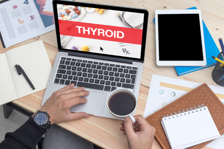 THYROID CONCEPT ON LAPTOP SCREENの写真素材
