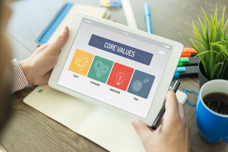 CORE VALUES CONCEPT ON TABLET SCREEN