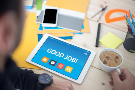 GOOD JOB! CONCEPT ON TABLET PC SCREENの写真素材