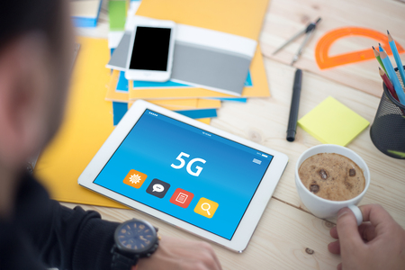 5G CONCEPT ON TABLET PC SCREENの写真素材