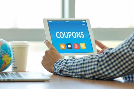 COUPONS CONCEPT ON TABLET PC SCREENの写真素材
