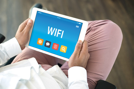 WIFI CONCEPT ON TABLET PC SCREENの写真素材