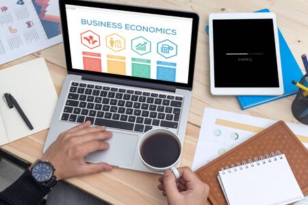 Business Economics Creativity Strategic Plan Growing Business Budget Accounting Word With Iconsの写真素材