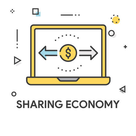 Sharing Economy Colored Line Iconのイラスト素材