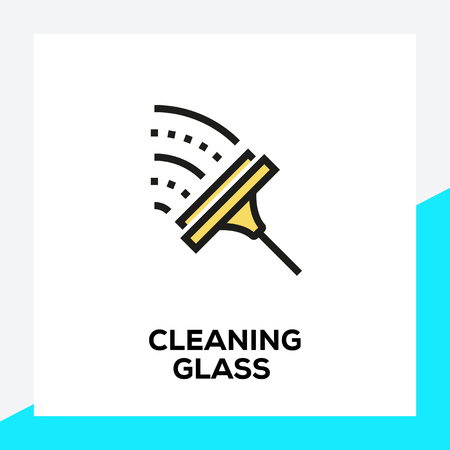 CLEANING GLASS LINE ICON SETのイラスト素材