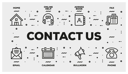 CONTACT US LINE ICON SETのイラスト素材