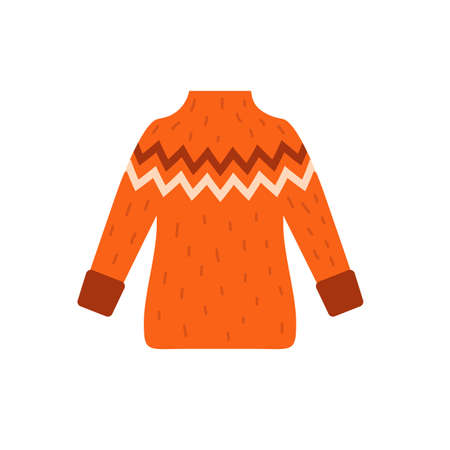 Vector autumn cozy sweater with a pattern. Flat illustration.のイラスト素材