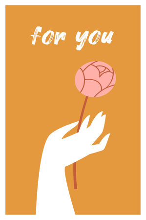 Minimalist Valentine's Day card in boho style. flat vector illustrationのイラスト素材