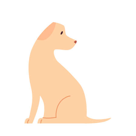 Cute dog sitting. Vector flat illustration on a white isolated background.のイラスト素材