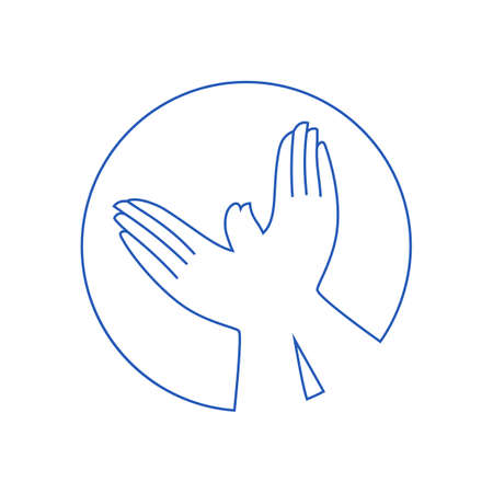 Hands folded in shape of bird. Gesture of peace, freedom, support. Vector flat illustrationのイラスト素材