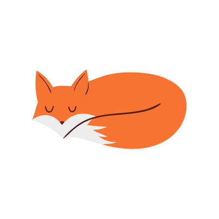 Vector cute fox. Vector illustration in flat styleのイラスト素材