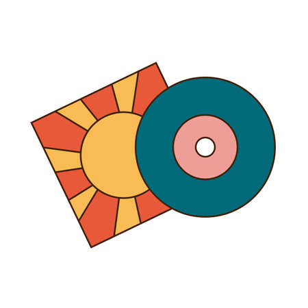 Vinyl record in retro style. Flat vector illustration.のイラスト素材