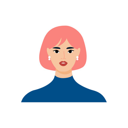 Beautiful young woman with pink hair. Vector illustration in flat styleのイラスト素材