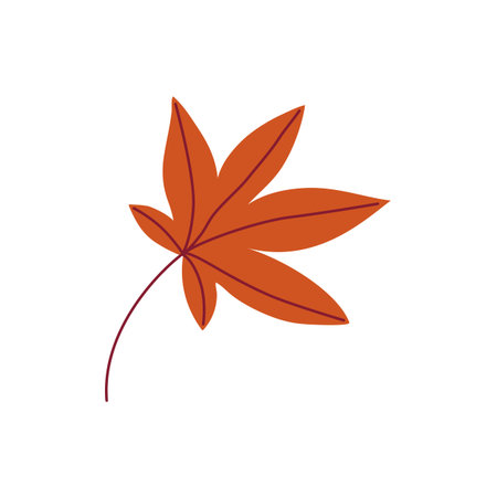 Bright orange maple leaf in the wind on a white background. Hand drawn vector illustration for autumn designs.のイラスト素材