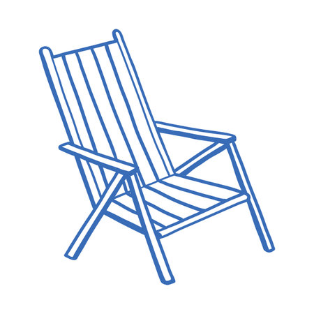 Beach chair for relaxation in line style. Hand drawn vector illustration.のイラスト素材