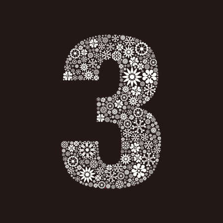 Arabic numeral 3 made of flowers designのイラスト素材