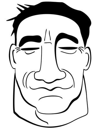 Monochrome vector portrait of man isolated on white background.のイラスト素材