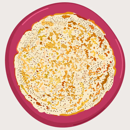 Vector isolated illustration of pancake on a red plate.