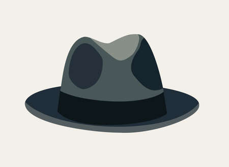 Vector illustration of elegant gray fedora hat isolated on light beige background.のイラスト素材