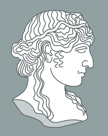 Vector illustration of female greek statue isolated on deep gray background. profile look.のイラスト素材