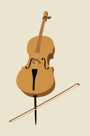 cello. Bowed musical instrument with 4 strings.のイラスト素材
