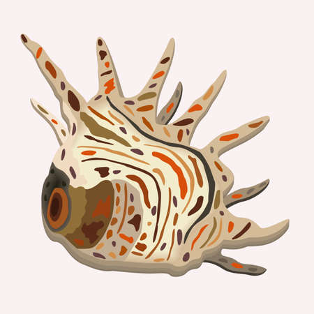 Vector illustration of seashell of usual shape with decorative spots. Isolated on light background.のイラスト素材