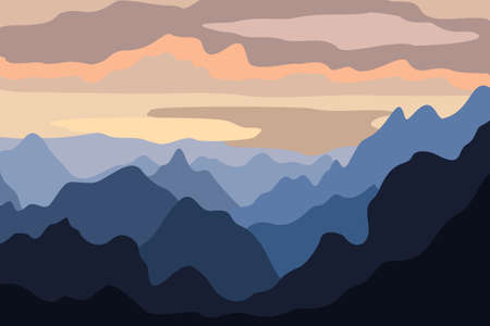 abstract landscape. mountains and sky. Sunset. vector illustration.のイラスト素材