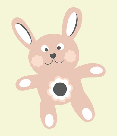 Toy pink bunny on light background. Child vector illustration.のイラスト素材