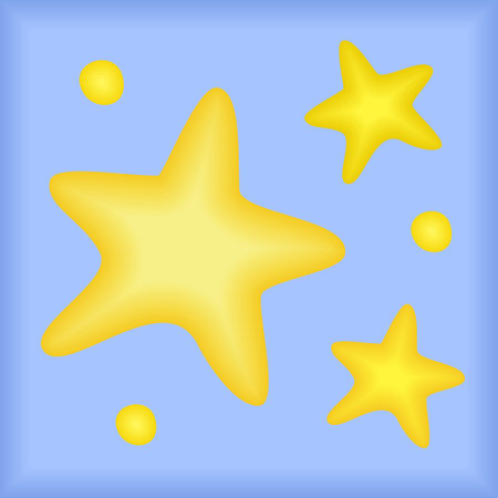 Vector cute illustration of yellow stars on blue background. childish composition.