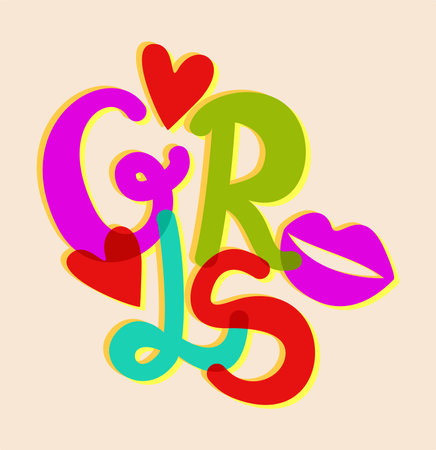 girls. Bright vector lettering. colorful letters. gender concept.のイラスト素材