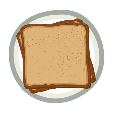 Pieces of bread on a plate. Vector isolated illustration.