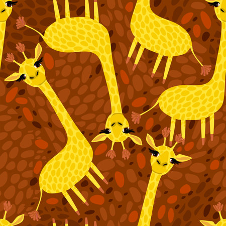 Vector cute seamless pattern with giraffes.のイラスト素材