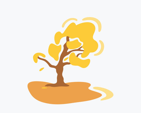 autumn landscape. Tree with yellow leaves. Vector isolated illustration.のイラスト素材