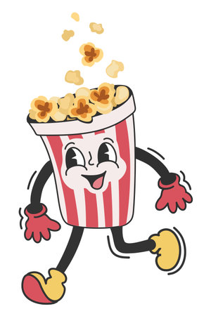 Carton striped glass of popcorn. Retro cartoon vector isolated illustration.のイラスト素材