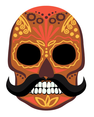 Mexican decorative skull. Vector isolated illustration.のイラスト素材