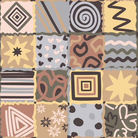 Vector seamless abstract pattern. Checkered print. Patchwork.のイラスト素材