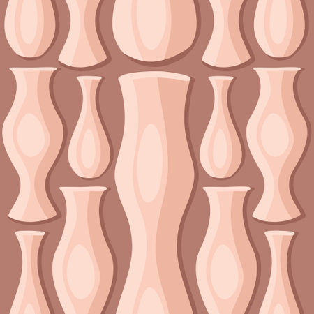 Vector seamless pattern with clay pottery.のイラスト素材