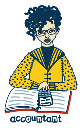 Accountant. Woman at work. Vector isolated illustration.のイラスト素材
