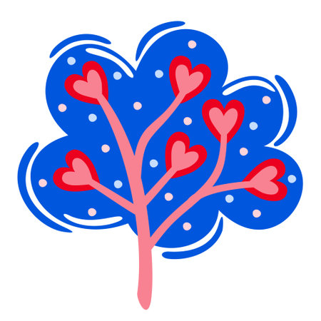 Bright decorative tree with hearts. Love concept. Simple vector isolated illustration.のイラスト素材