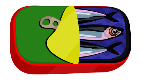 Portuguese canned sardines. Vector isolated illustration.のイラスト素材