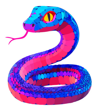Snake. Bright neon vector isolated illustration.のイラスト素材