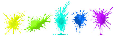 Colorful splash collection. Diverse bright stains and splashes. Vector isolated red ink blob set.のイラスト素材