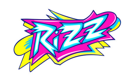 Rizz. Designation of charisma in a short word. Bright lettering in graffiti style.のイラスト素材