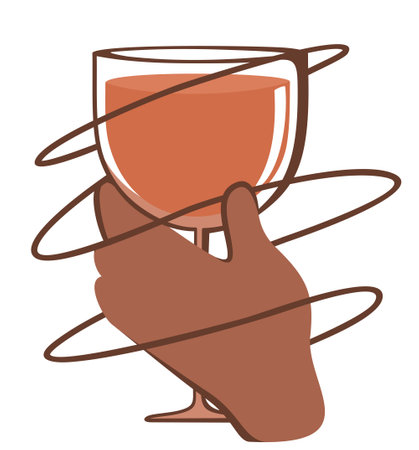 Hand with wineglass. Vector isolated illustration.のイラスト素材